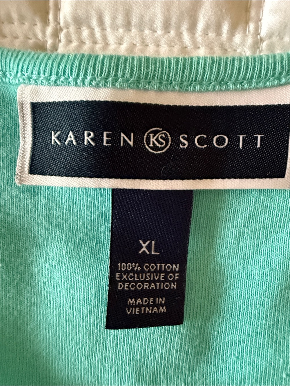Karen Scott Aqua Embellished Sleeveless Cotton Tank - Picture 2 of 3